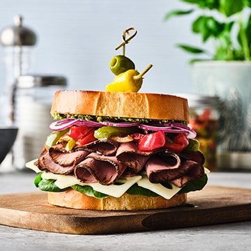 Toasted Italian-Style Roast Beef Cheese Sandwich