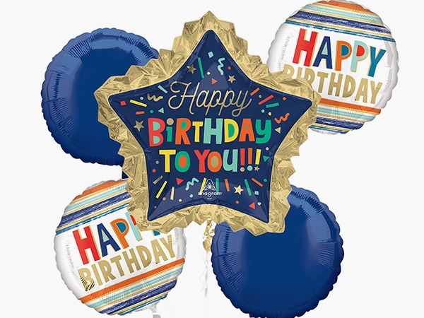 Bright Birthday Blocks balloons