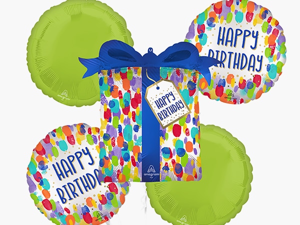 Painterly Dots birthday balloons