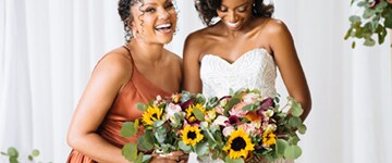 bridesmaid and bride