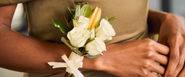 Forever Coral wrist corsage