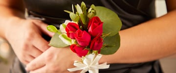 Ruby Red wrist corsage