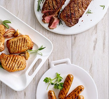 Grilled Meats on Plates