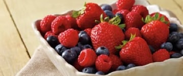 bowl of strawberries and blueberries 