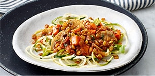 Lentil bolognese with zoodles