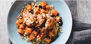 Indian spiced squash and chicken bowl