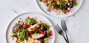 Grilled Chicken with Sweet and Sour Berry-Almond Salad
