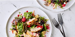 grilled chicken with sweet and sour berry-almond salad