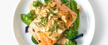 Thai-Style Tahini Salmon with Stir-Fry Vegetables
