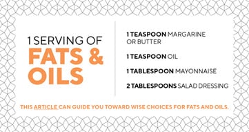 table showing servings of fats and oils