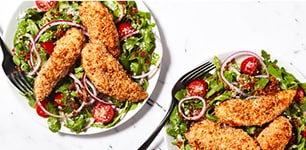 Seed Breaded Chicken with Arugula