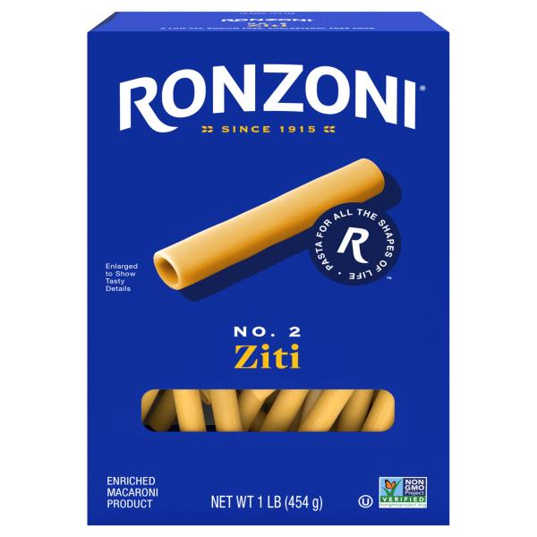 Ronzoni Ziti, 16 oz, Non-GMO Pasta for Thick Sauces and Casseroles ...
