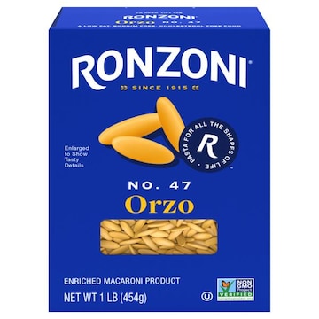 Ronzoni Orzo, 16 oz, Non-GMO, Rice-Shaped Pasta for Soups and Salads