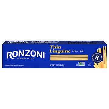 Ronzoni Thin Linguine, 16 oz, Thin, Flat, Versatile Non-GMO Pasta