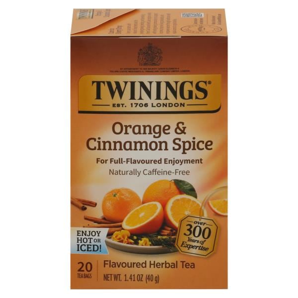 Twinings Flavored Herbal Tea, CaffeineFree, Orange & Cinnamon Spice