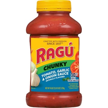 Ragu Chunky Tomato, Garlic and Onion Pasta Sauce, Made with Diced Tomatoes, Delicious Garlic and Onions, 45 OZ