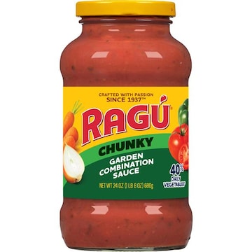 Ragu Chunky Garden Combination Pasta Sauce with Diced Tomatoes, Onions, Celery, Carrots, Zucchini, Green Bell Peppers, 24 OZ