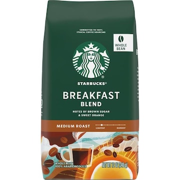 Starbucks Coffee, 100% Arabica, Whole Bean, Medium Roast, Breakfast Blend