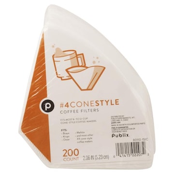 Publix Coffee Filters, No 4 Cone Style