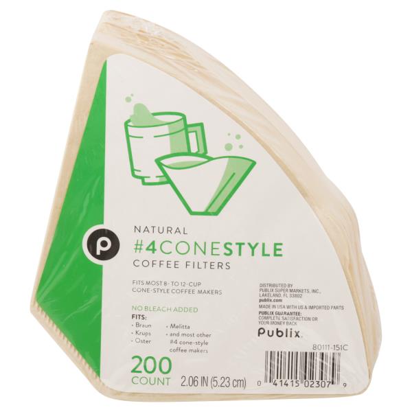 Publix Coffee Filters, Natural, No. 4 Cone Style Publix Super Markets