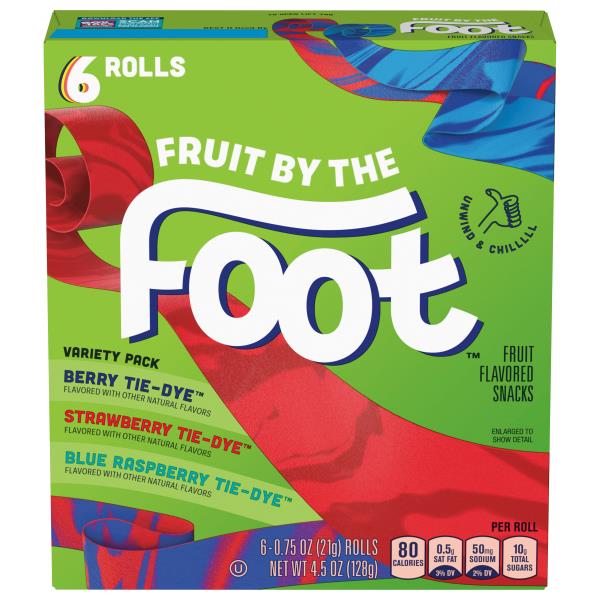 Fruit By The Foot Fruit Snacks Berry Tie Dyeblue Raspberry Tie Dyestrawberry Tie Dye Variety 2214