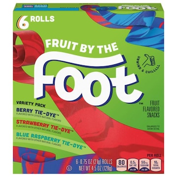 Fruit by the Foot Berry Tie-Dye/Strawberry Tie-Dye/Blue Raspberry Tie-Dye Fruit Flavored Snacks Variety Pack