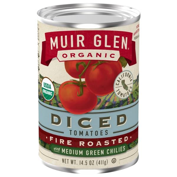 Muir Glen Organic Fire Roasted Diced Tomatoes with Medium Green