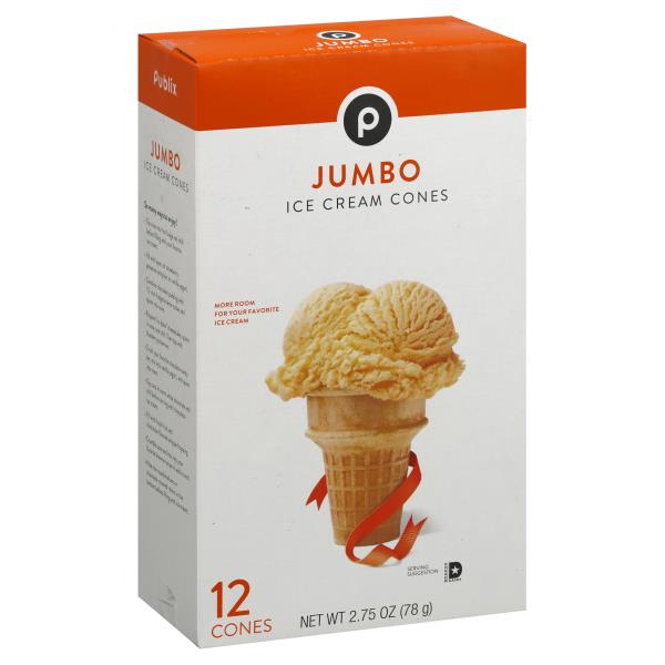 Publix Ice Cream Cones, Jumbo Publix Super Markets
