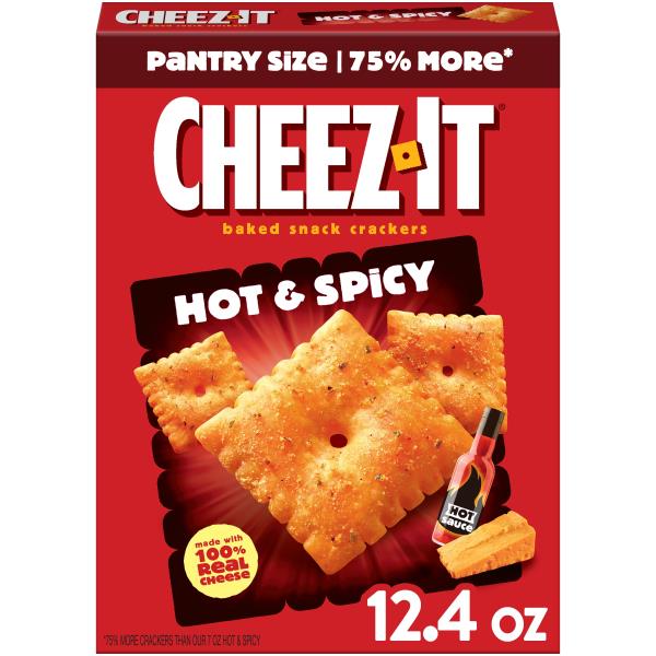 Cheez-It Cheese Crackers Hot and Spicy, Baked Snack Crackers