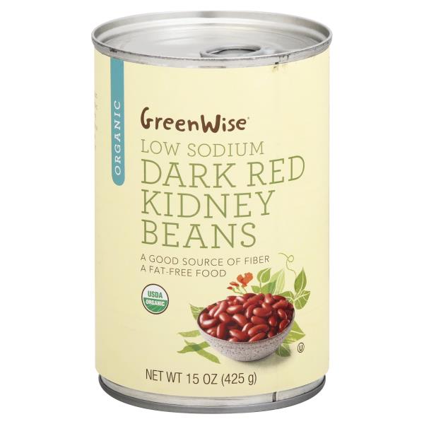 GreenWise Kidney Beans, Organic, Low Sodium, Dark Red Publix Super Markets