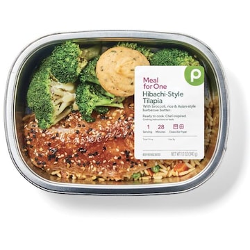 Hibachi-Style Tilapia, with Broccoli, Rice & Asian Style, BBQ Butter