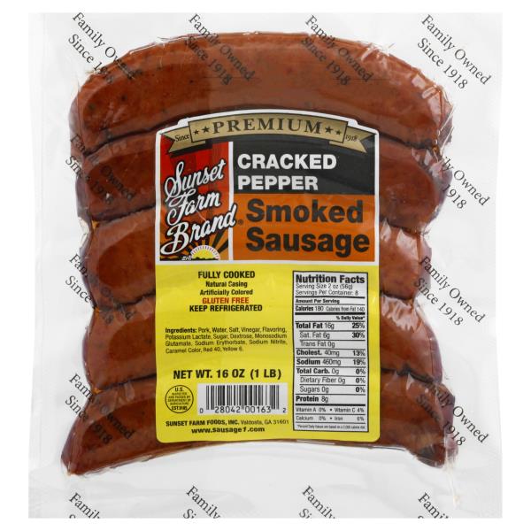 Sunset Farm Brand Smoked Sausage, Cracked Pepper Publix Super Markets