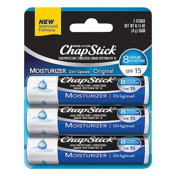 ChapStick Moisturizer Original Lip Balm Tubes - 0.15 Oz (Pack of 3)