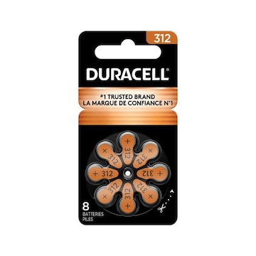 Duracell Size 312 Hearing Aid Batteries, 8/Pack