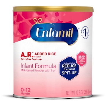 Enfamil A.R. Infant Formula is specially formulated with a thicker consistency clinically proven to reduce spit-up by over 50%* while providing complete nutri