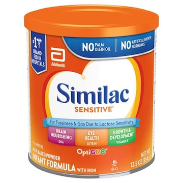 Similac Sensitive Infant Formula with Iron, Milk-Based Powder, OptiGro