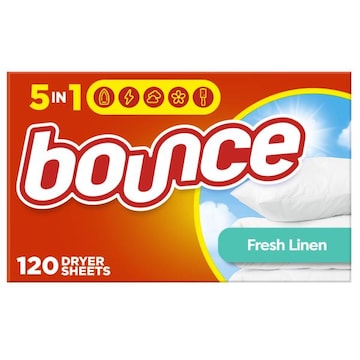Bounce 4-in-1 Fabric Softener Sheets, Fresh Linen Scent, 120 Count