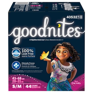 GoodNites Underwear, Nighttime, Disney Princess, S/M (43-68 lbs), Girls