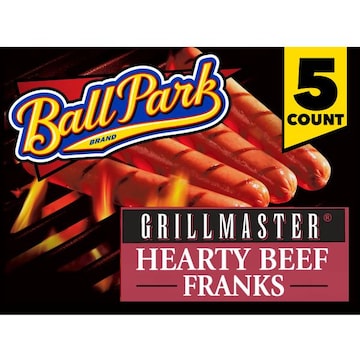 Ball Park Grill Master Ball Park Bun Length Hot Dogs, Grillmaster Hearty Uncured Beef, 5 Count