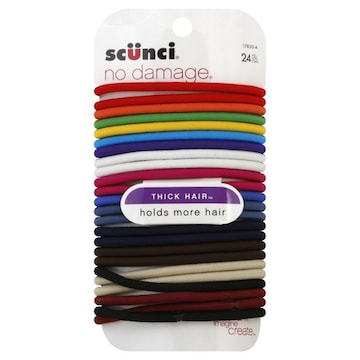 Scunci No Damage Elastic Hair Bands, Thick Hair, Assorted Colors