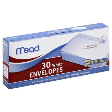 Mead Envelopes, White, No. 10