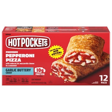 Hot Pockets Sandwiches, Premium Pepperoni Pizza, Garlic Buttery Crust, 12 Pack
