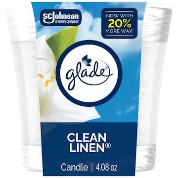 Glade Jar Candle, Clean Linen, Fragrance Candle infused with Essential Oils, 3.4 oz