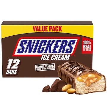Snickers Peanut Butter Ice Cream Bars, 12 Pack, 2 Oz Bars