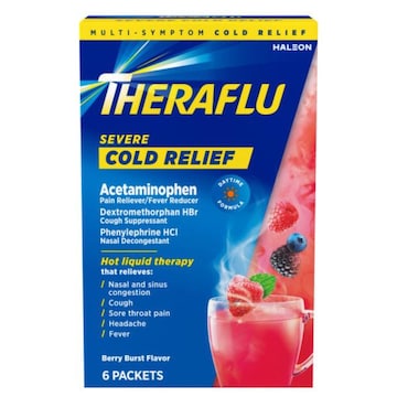 Theraflu Daytime Severe Cold Relief Powder, Berry Burst Flavor, 6 Count