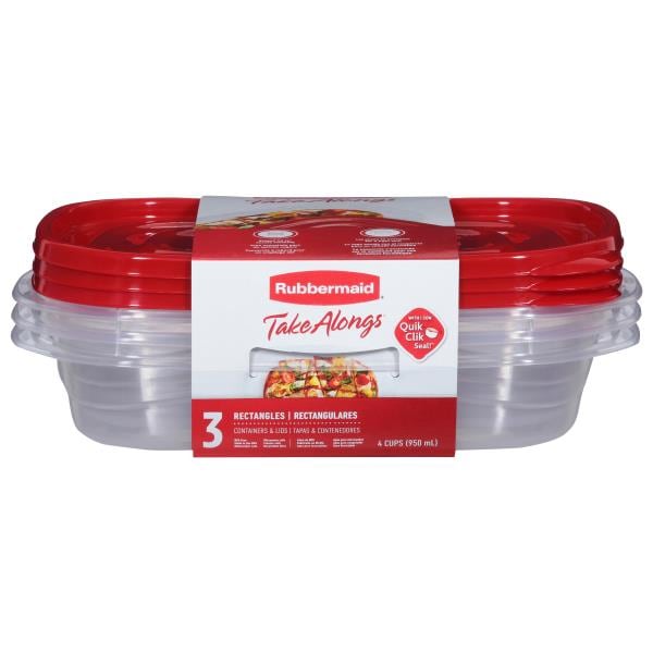 Rubbermaid Take Alongs Containers & Lids, Rectangles, 4 Cups | Publix ...