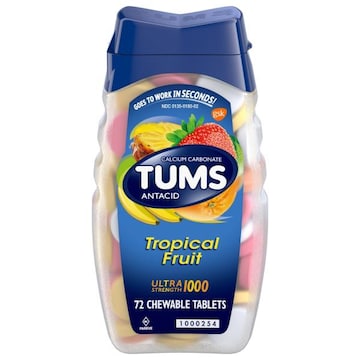 Tums Chewable Antacid Tablets for Ultra Strength Heartburn Relief, Tropical Fruit