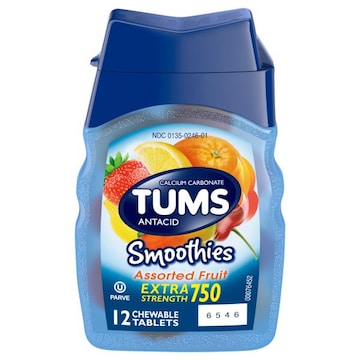 Tums Antacid, Smoothies, Extra Strength 750, Chewable Tablets, Assorted Fruit