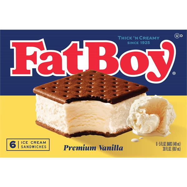 FatBoy Ice Cream Sandwich Premium Vanilla 6 CT Publix Super Markets