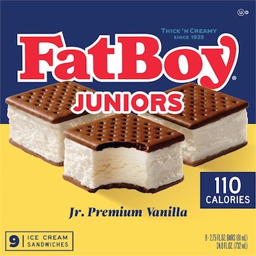 FatBoy FatBoy Jr. Mini Ice Cream Sandwich Premium Vanilla - 9 CT